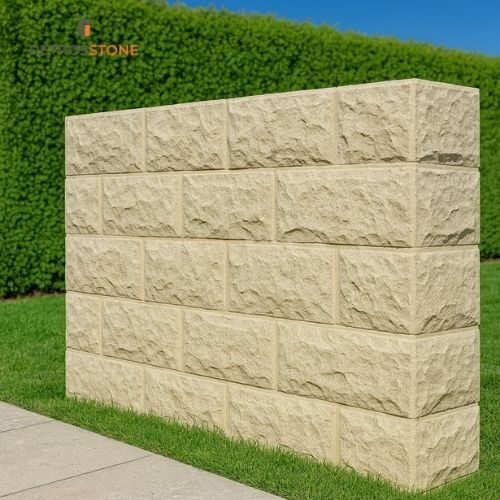 Limestone Rock-faced building blocks
