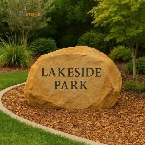 Sandstone Carved Boulders and Engraved Feature Stones