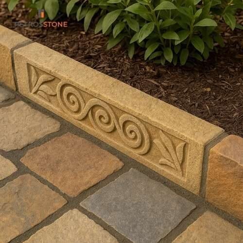 Symbolic Stone Borders with Inscriptions & Carvings