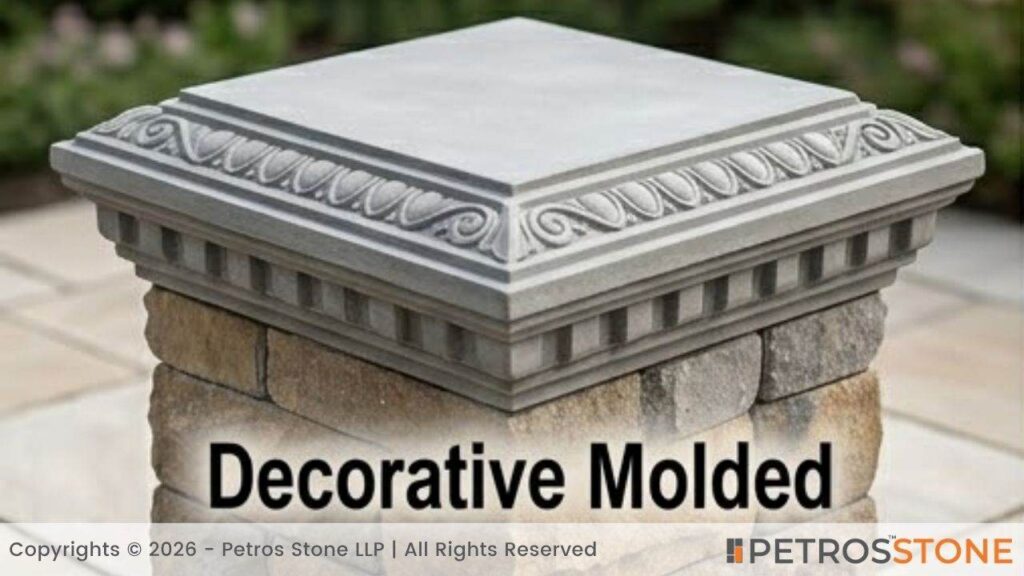 Int Grey Column Cap Decorative Molded Edges